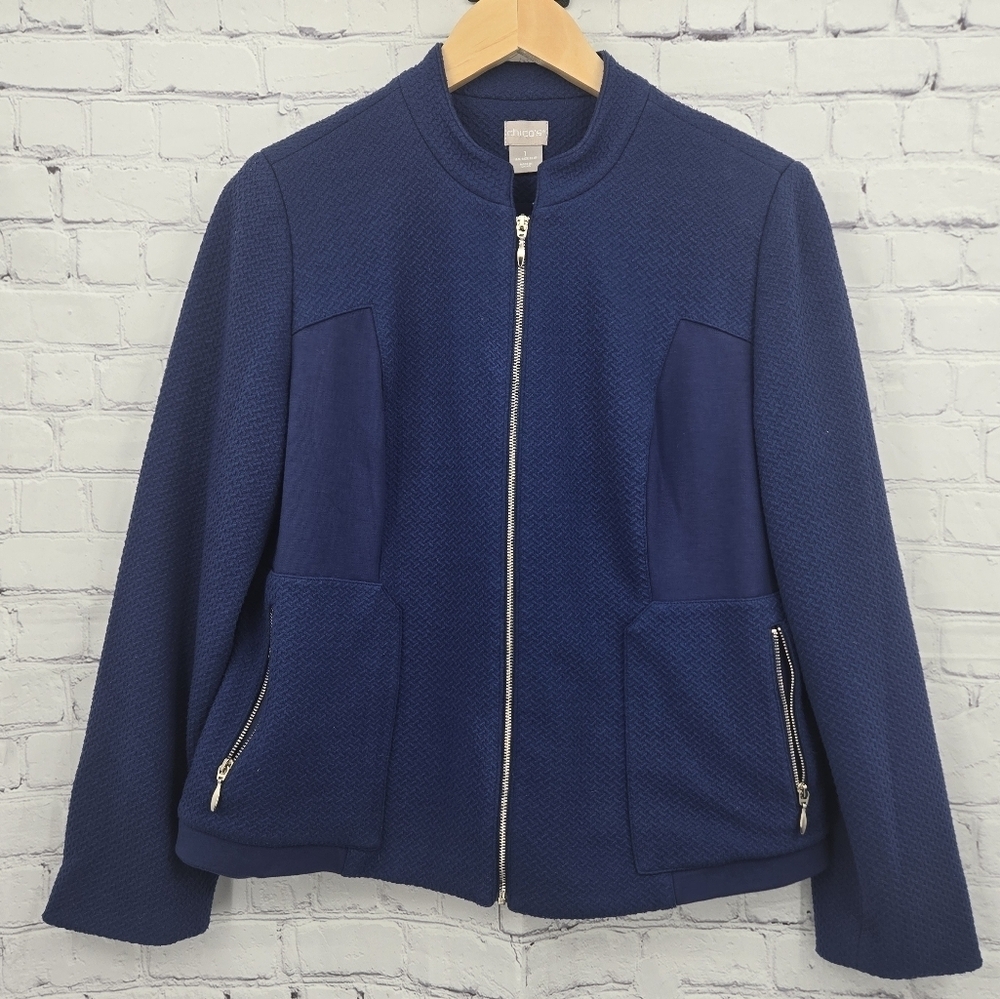Chico's Ladies Zip Navy Career Blazer